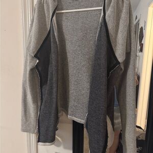 Pixley XL Gray and Black hooded Front Cardigan
